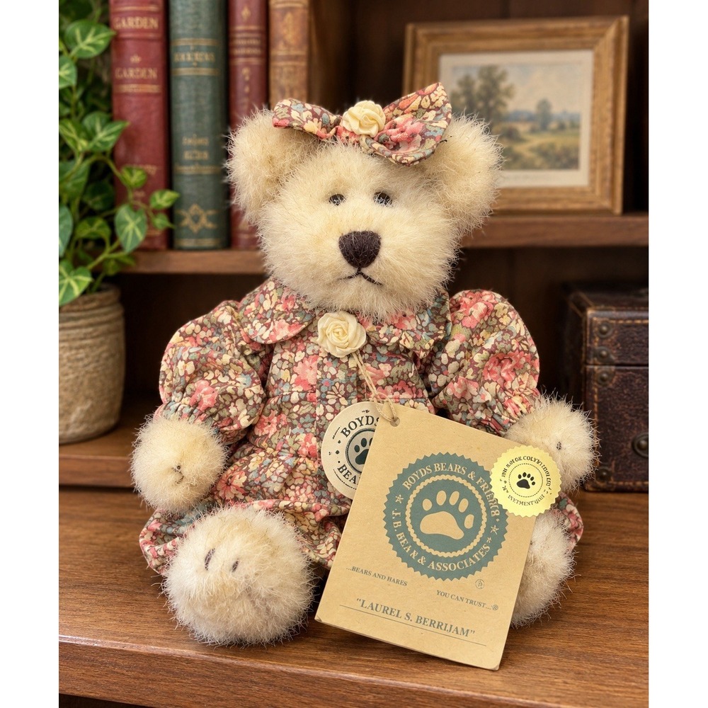 Boyds Bears Laurel S Berrijam J.B. Bean Floral Dress Teddy Bear Original Tags